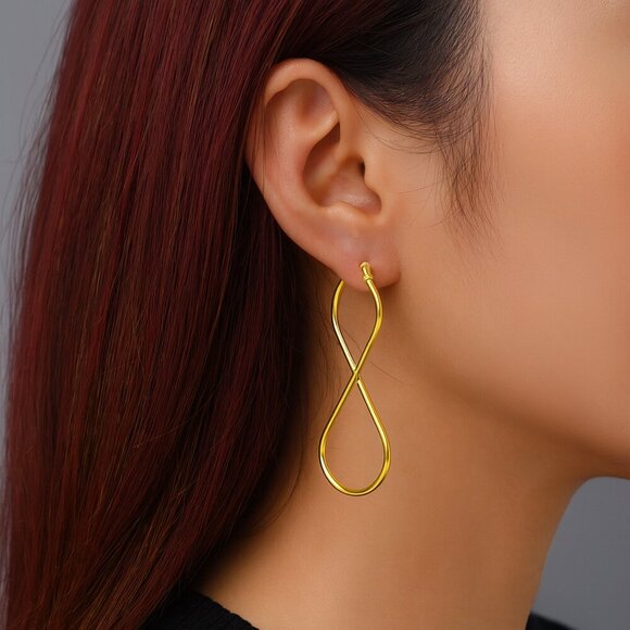 🆕️Infinity Statement Earrings | 18K Gold Plated Stainless Steel Minimalist Chic - Picture 4 of 9